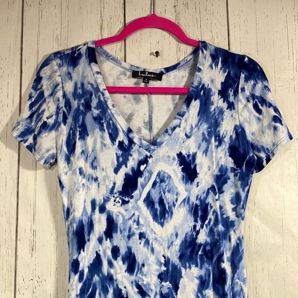 Lulus Blue Tie Dye Slit Maxi Dress S Boho Beachwear Resort Surf Girl Coastal - Picture 3 of 16